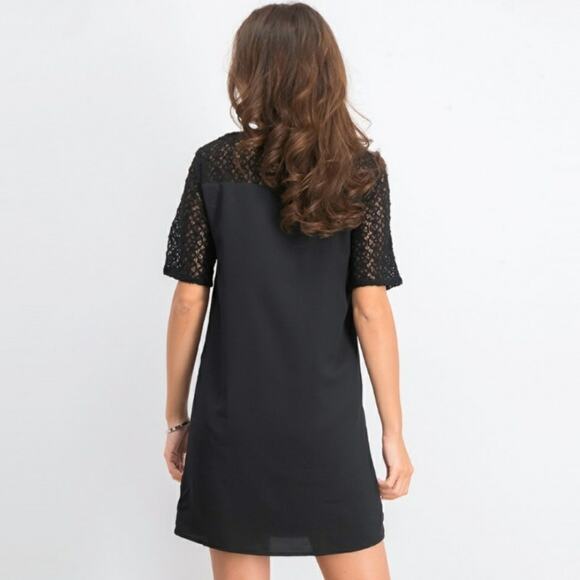 Avec Les Filles Black Lace Shoulder Shift Dress Size XL - Picture 3 of 9